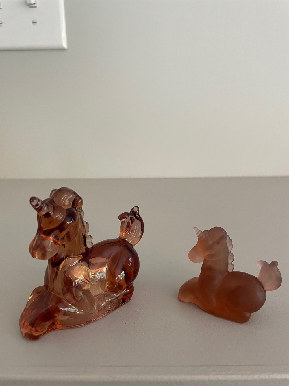 Boyd Lucky Glass Unicorn Amber Glass Unicorn Figurines - Set of 2